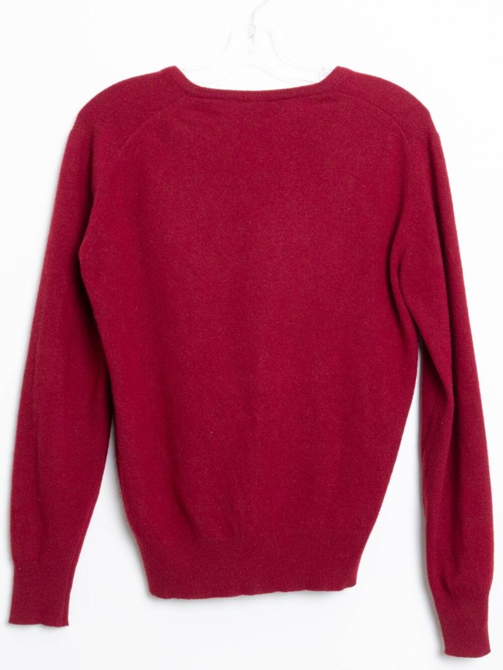 Vintage MacDougall 100% Pure Cashmere V-Neck Sweater Cranberry Red Scotland S - Picture 3 of 10